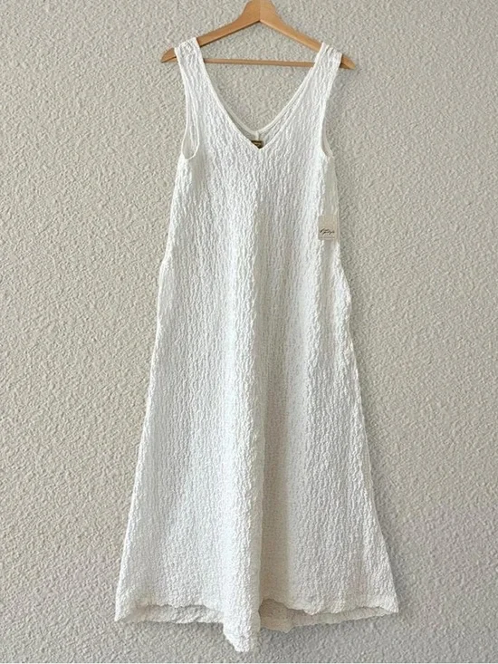 Free People Ivory Textured V-Neck Maxi Dress - Picture 4 of 7